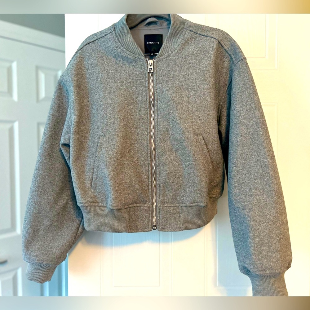 Dynamite Felt Cropped Jacket in grey, size M (new)